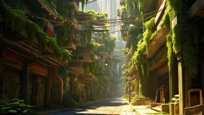 Humble Town Alley Adorned with Ivy 4K Wallpaper