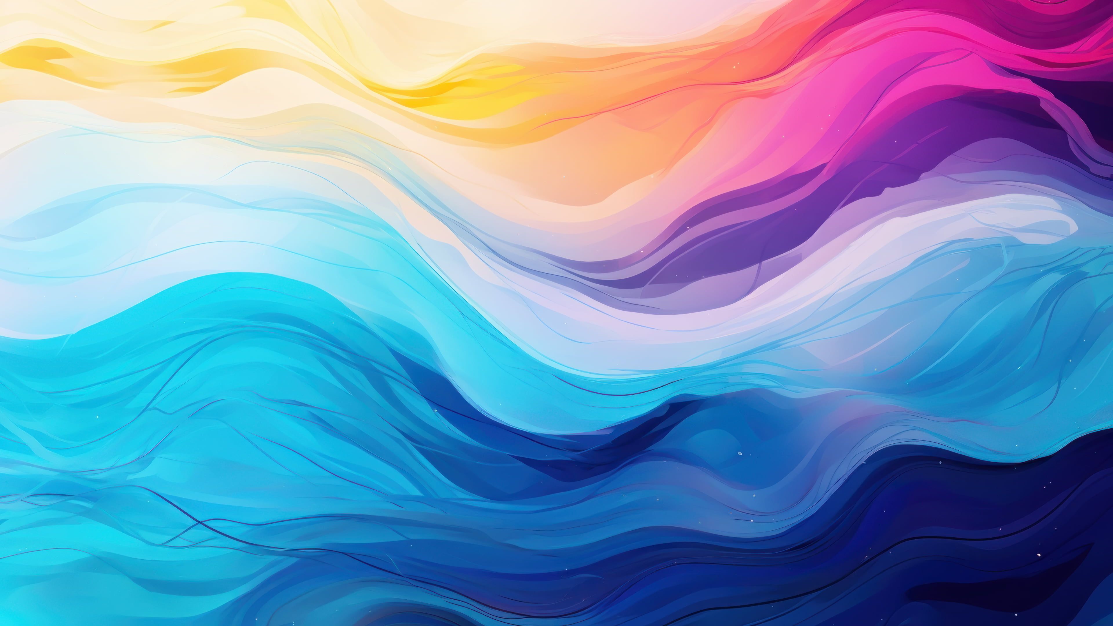 Blue Wave Splash Illustration 4K Wallpaper