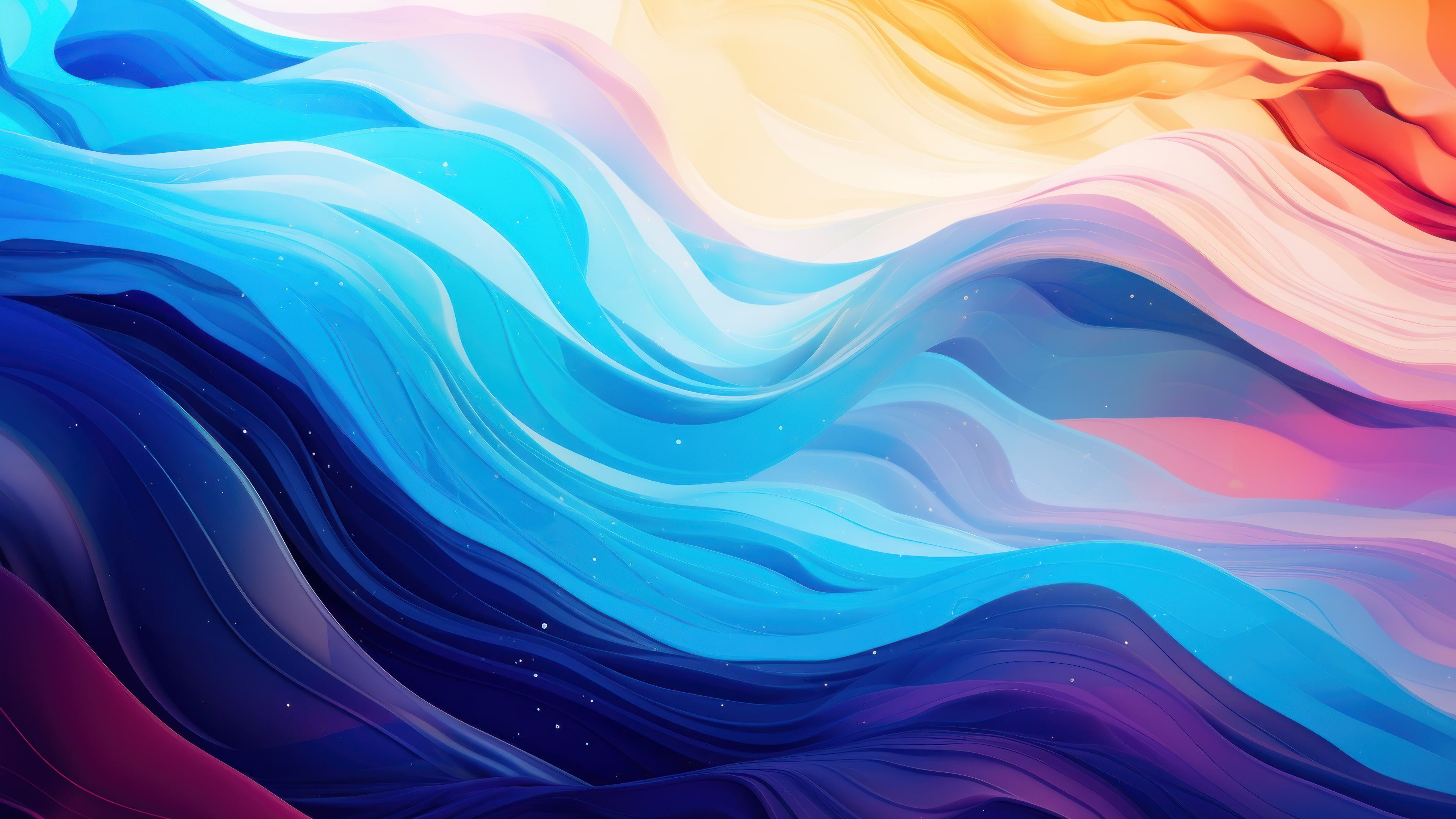 Abstract Blue Wave Splash Illustration 4K Wallpaper