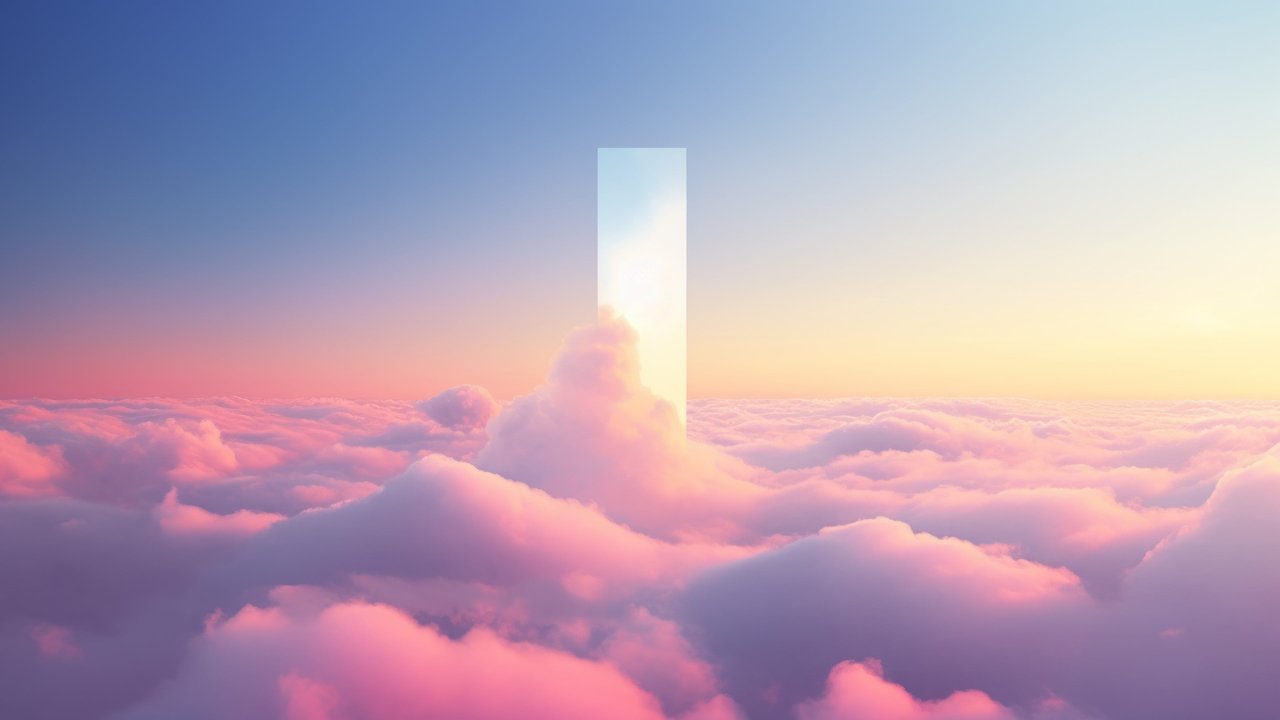 Floating Cube In The Clouds 4K Wallpaper