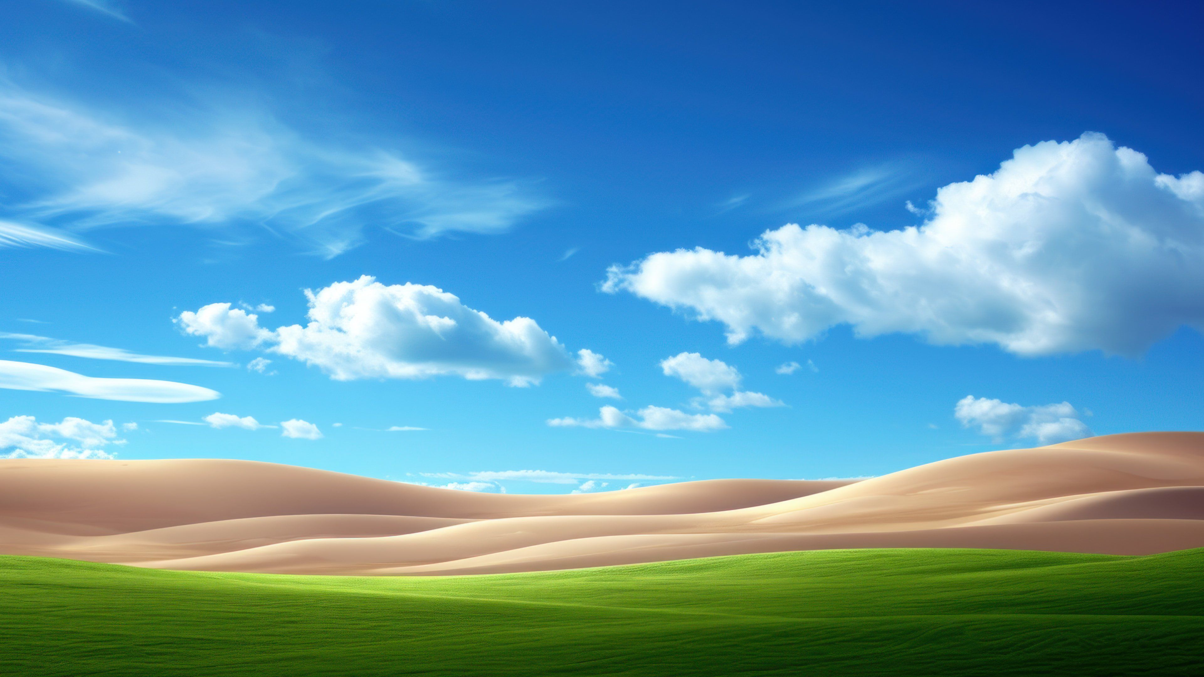 Green Landscape Surrounded By Desert 4K Wallpaper