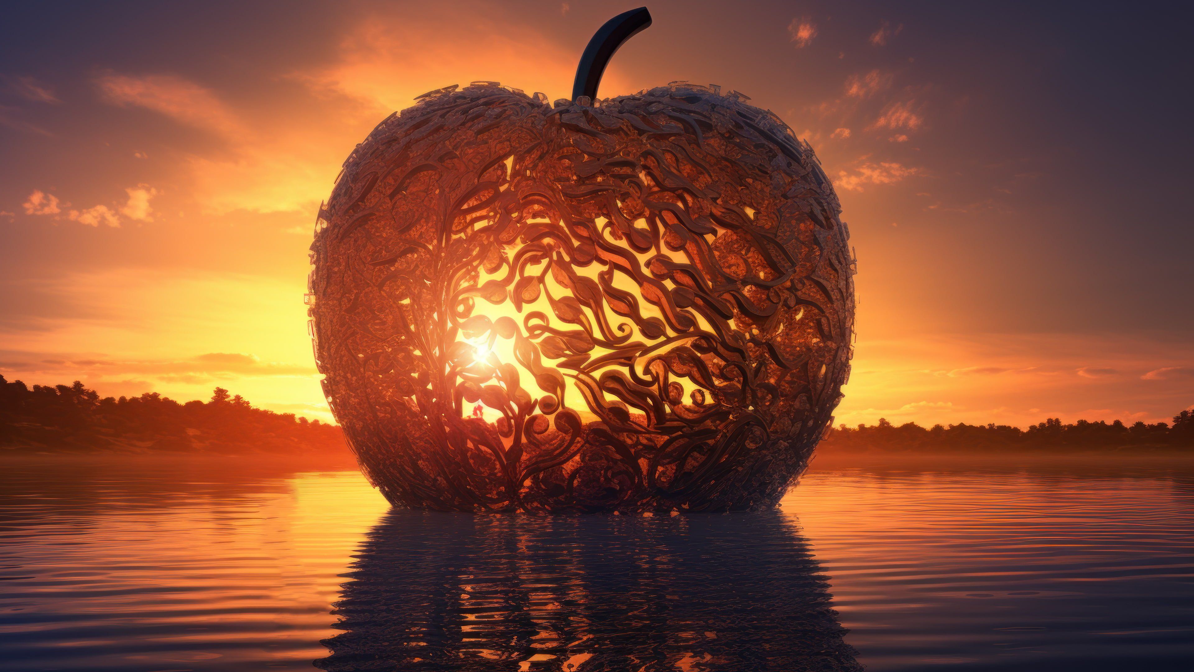 Big Apple In The Water 4K Wallpaper