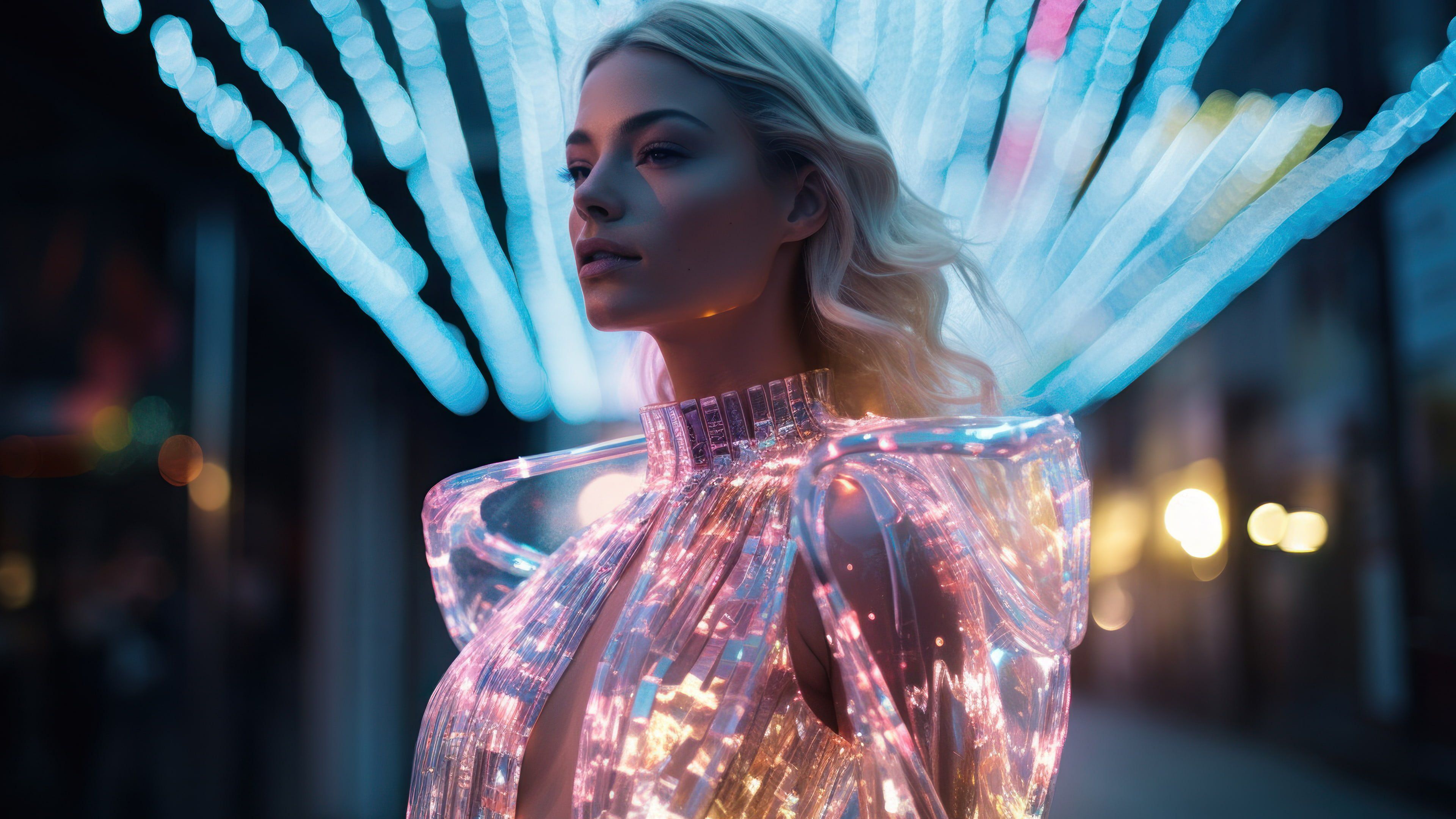 Futuristic Fashion Model 4K Wallpaper