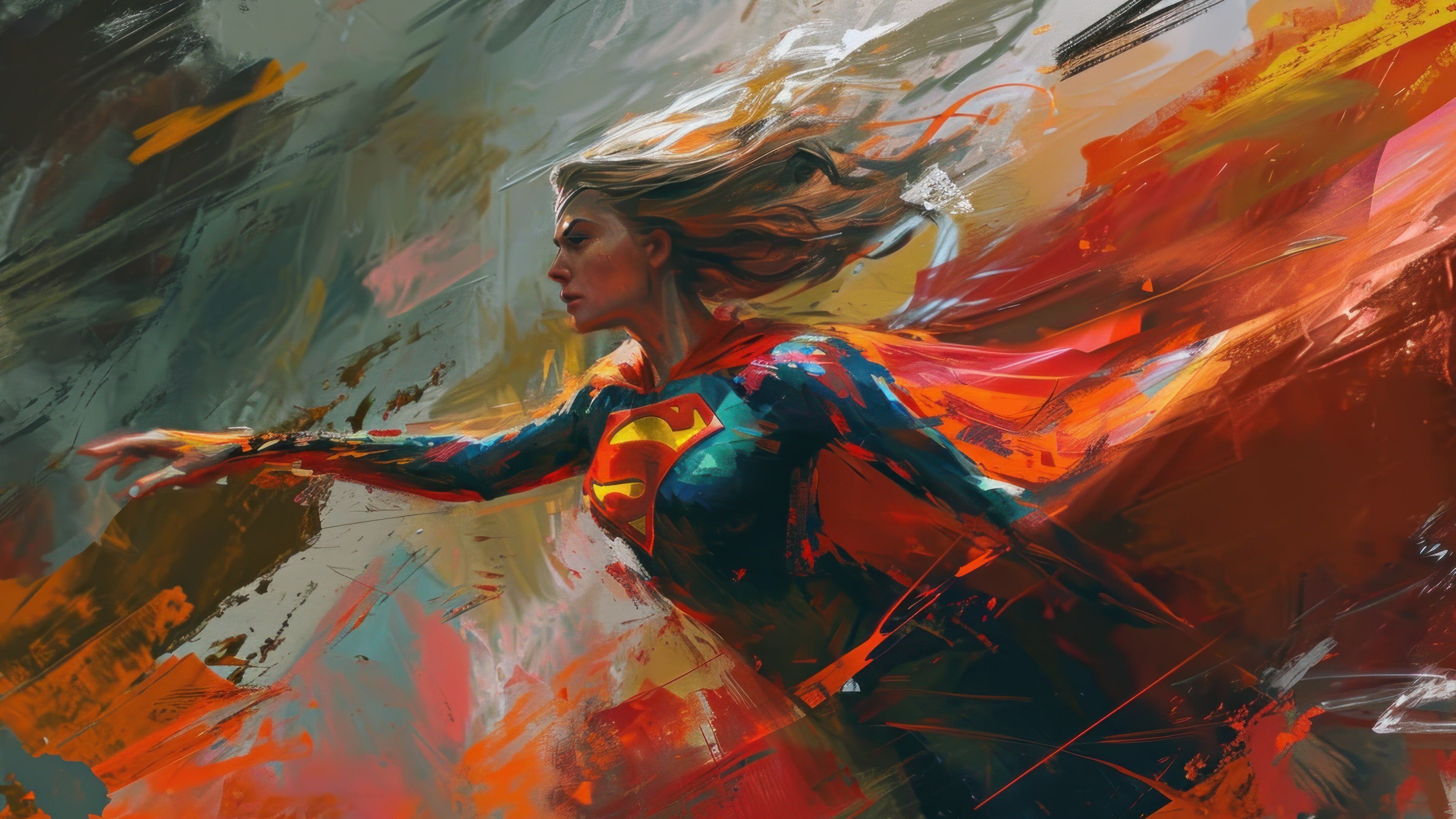 Supergirl Splash Art 4K Wallpaper