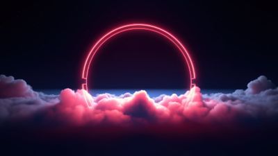 Glowing Red Neon Circle 4K Wallpaper