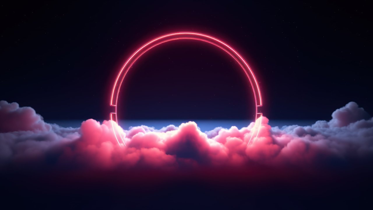 Glowing Red Neon Circle 4K Wallpaper