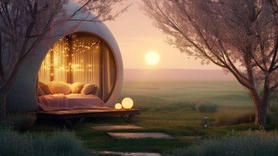 Dreamy Room In A Field 4K Wallpaper