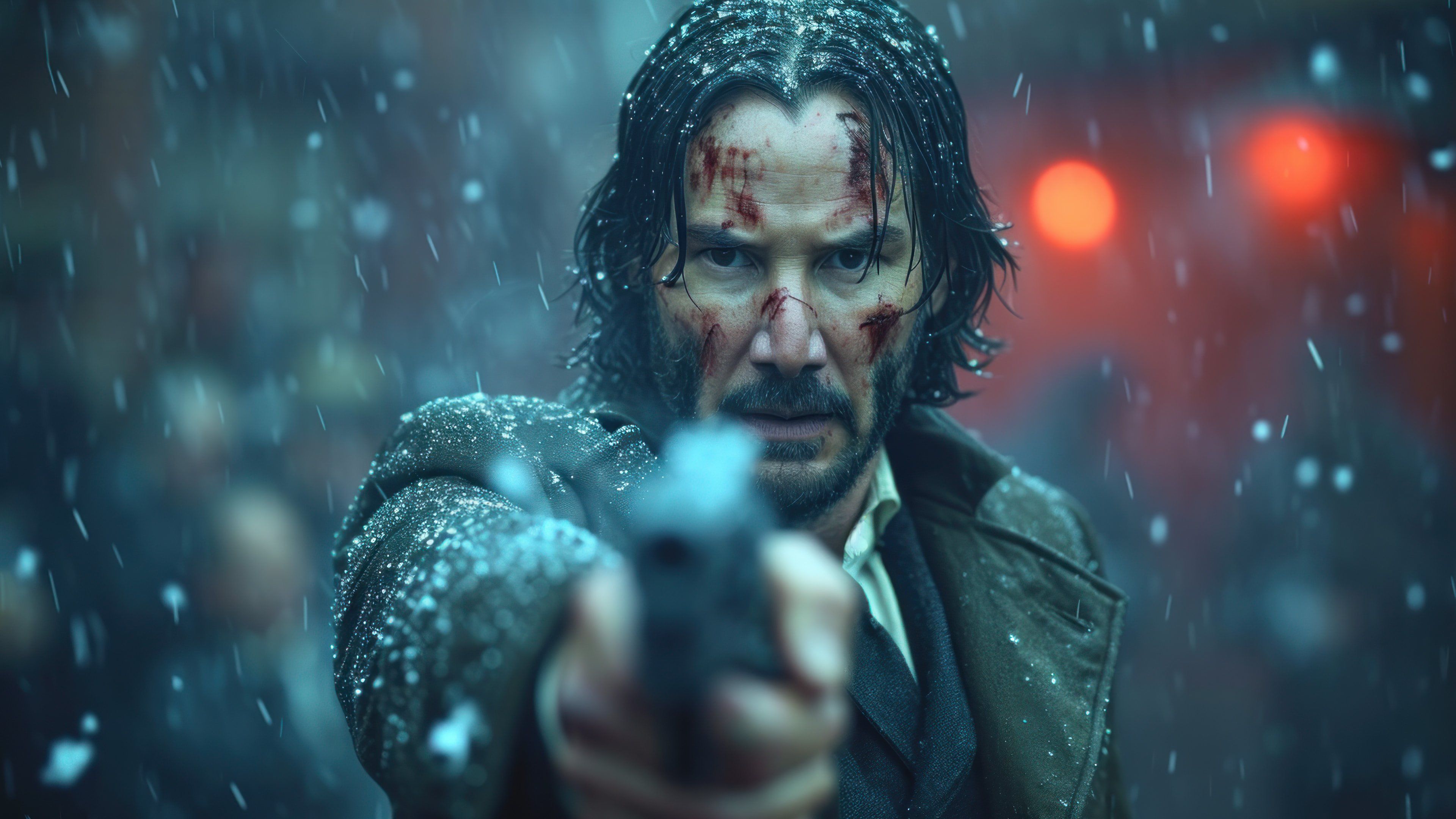 Keanu Reeves In Winter 4K Wallpaper