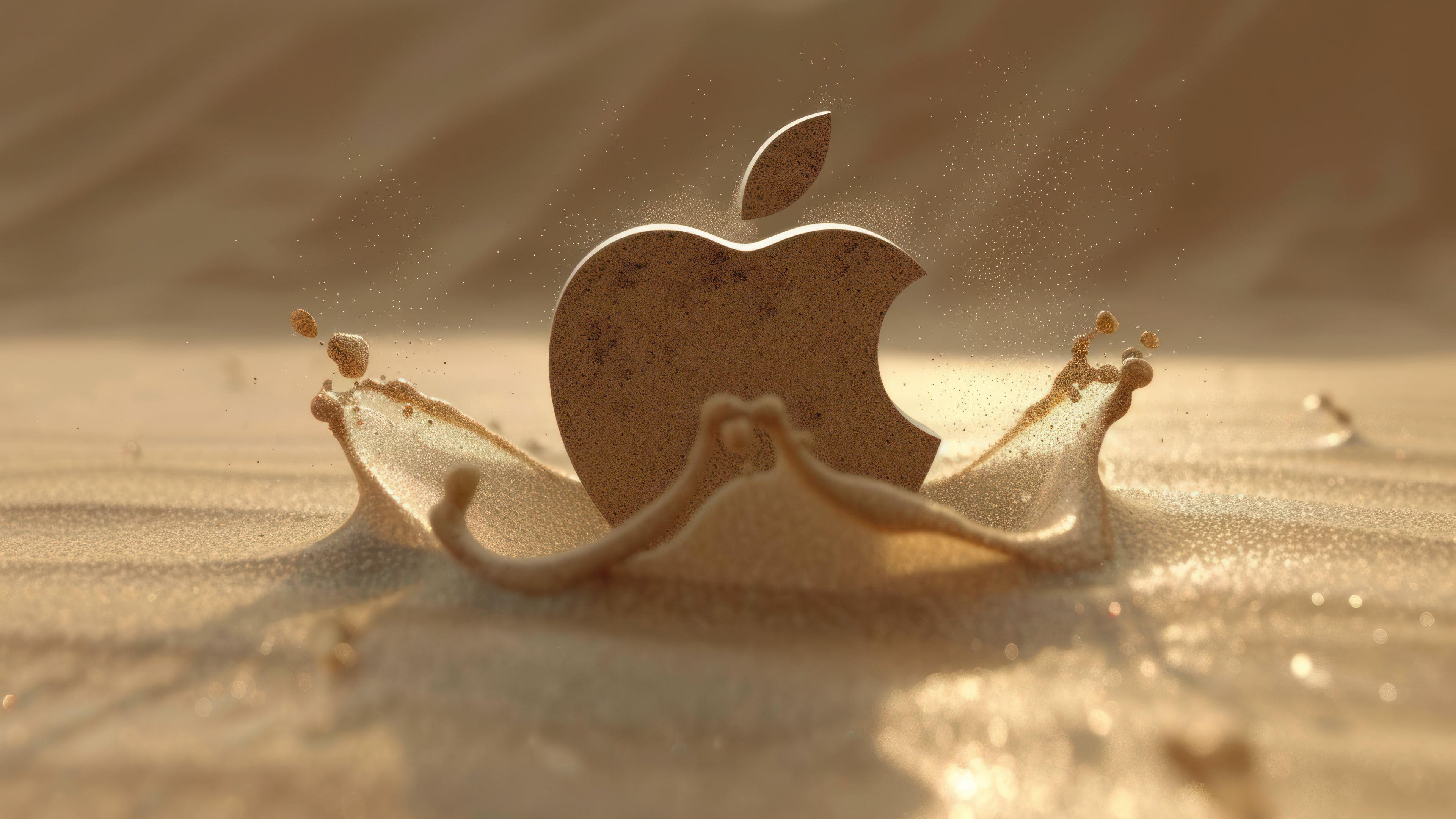 Minimalist Apple Logo In Sand 4K Wallpaper
