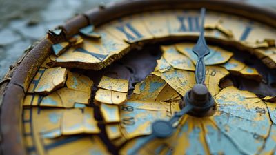 Shattered Clock Dial 4K Wallpaper