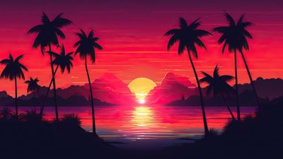 Palm Silhouettes At Dusk 4K Wallpaper