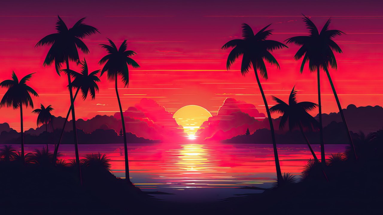 Palm Silhouettes At Dusk 4K Wallpaper