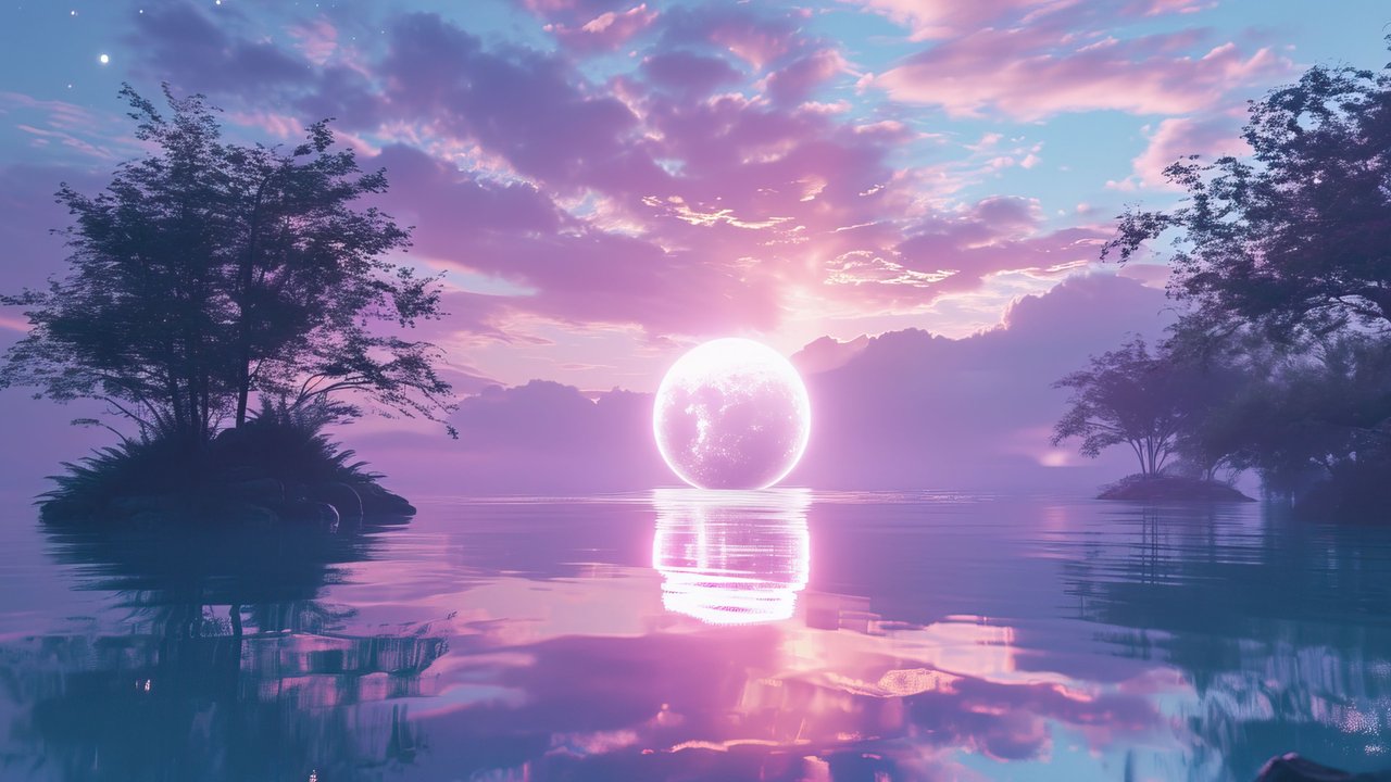 Mystical Sunrise Over Tranquil Lake 4K Wallpaper
