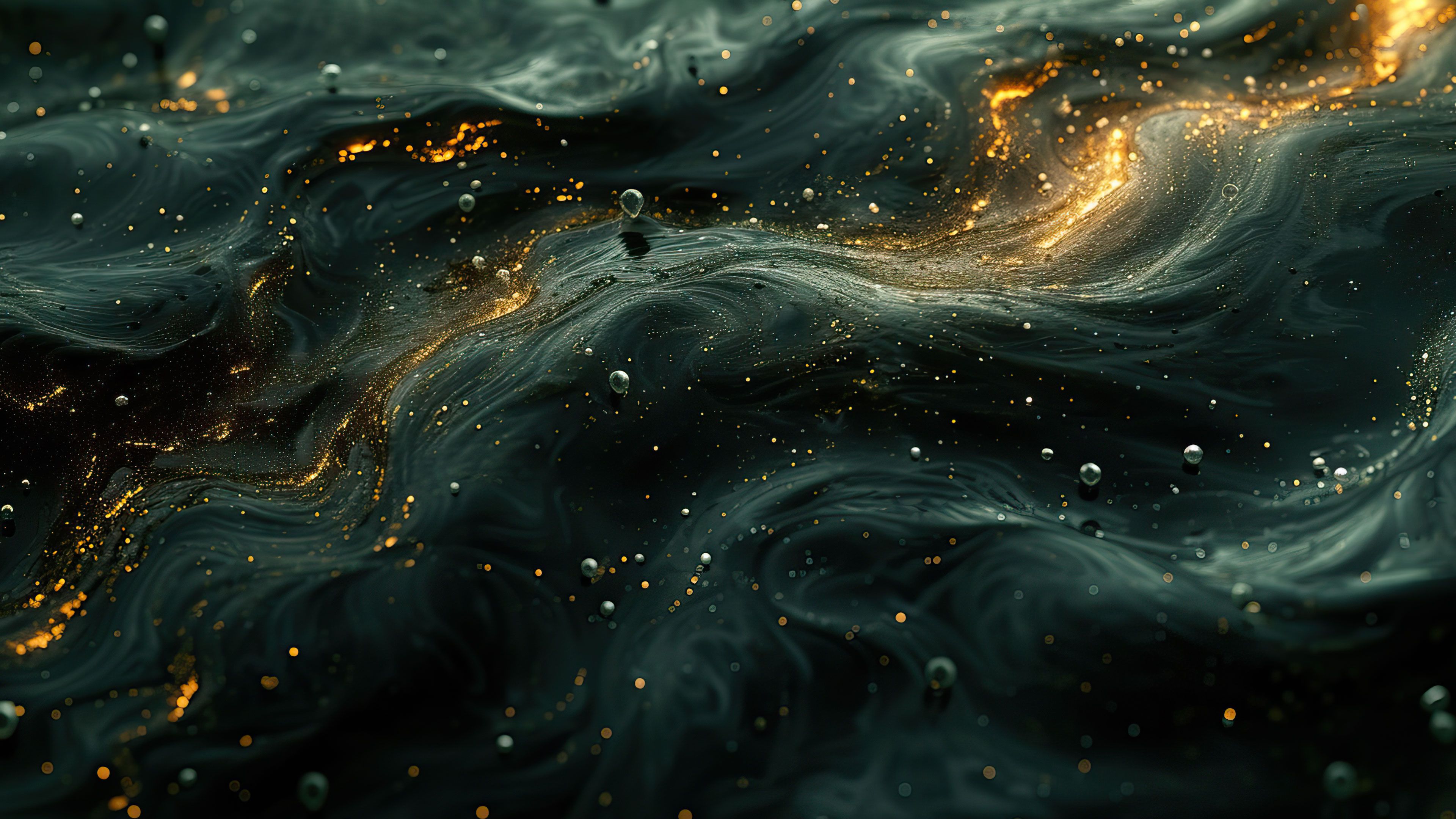 Gold And Black Swirls 4K Wallpaper
