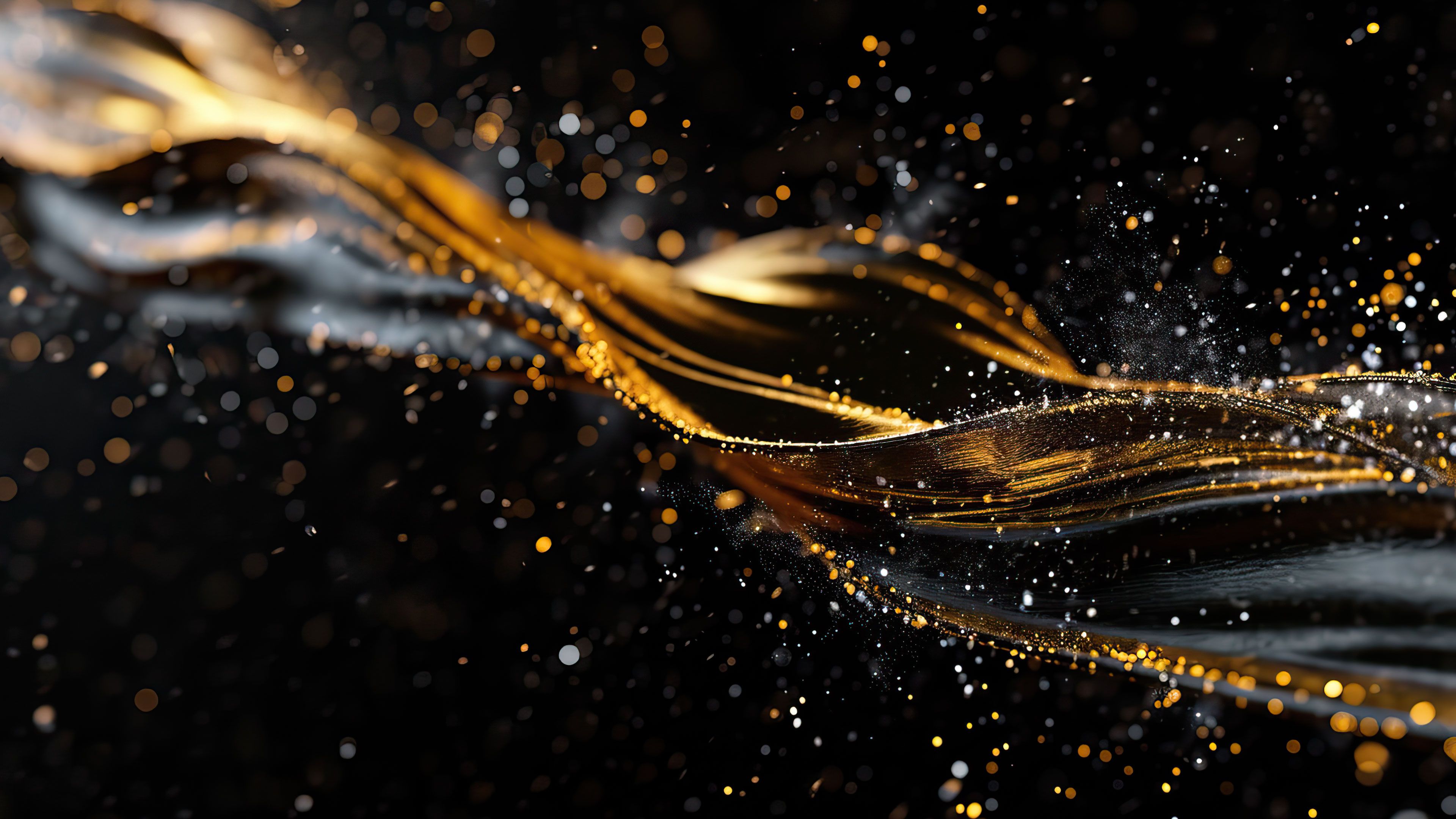 Abstract Golden Swirls 4K Wallpaper