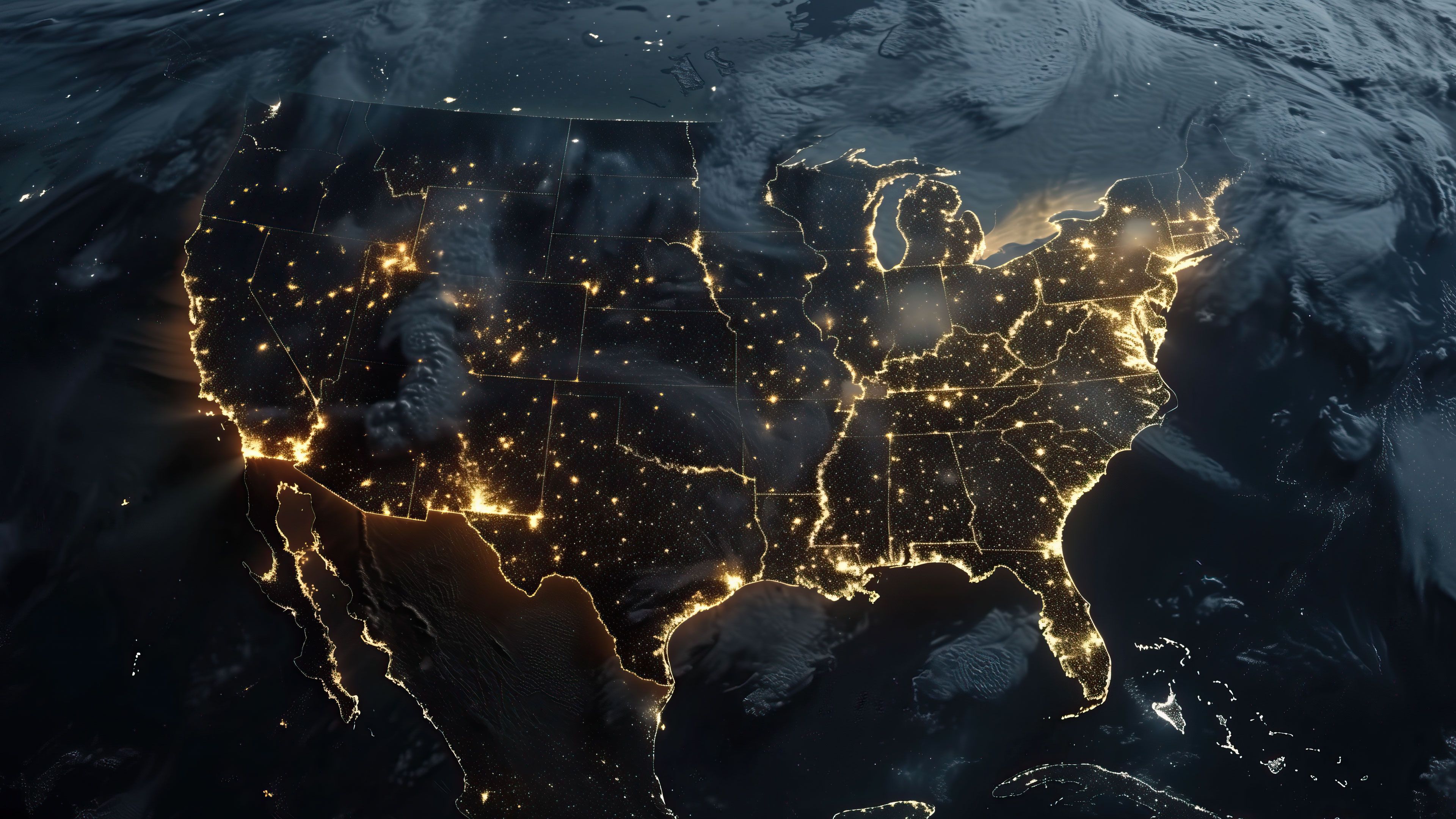 USA Night Lights Satellite View 4K Wallpaper