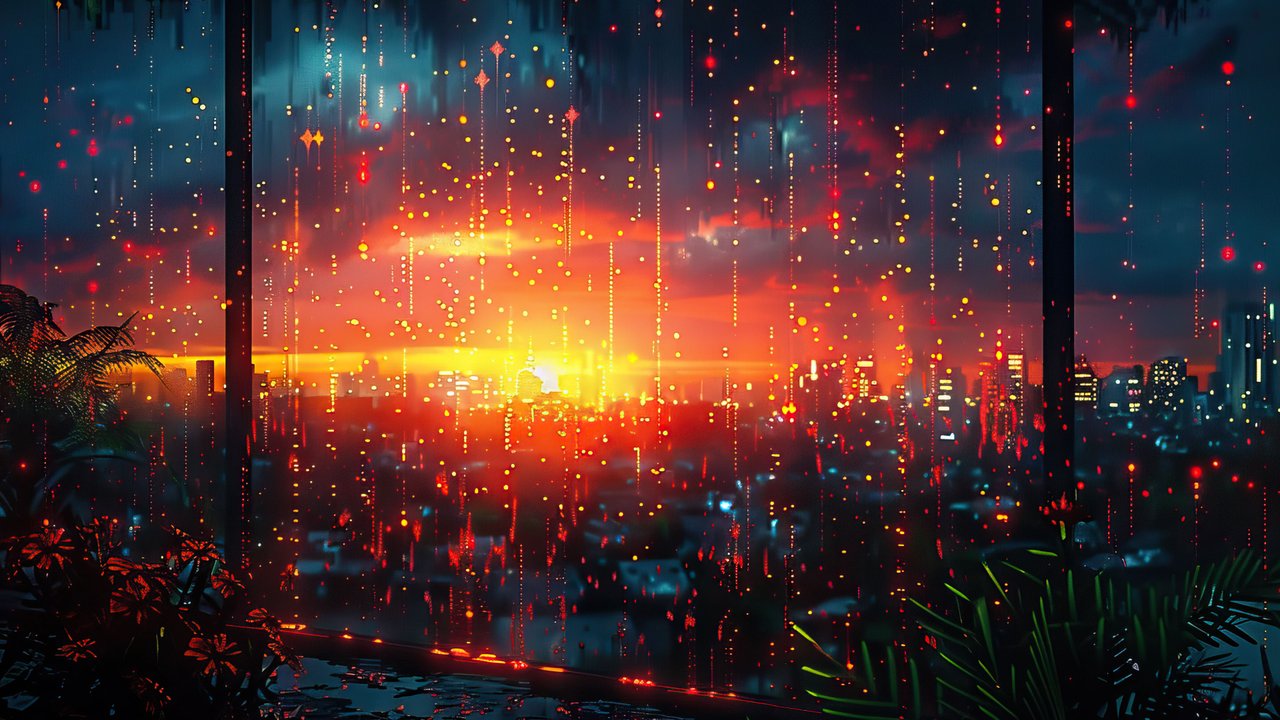 Wet Window Evening City View 4K PC Wallpaper