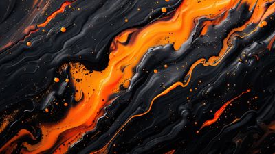 Abstract Orange And Black Swirls 4K Wallpaper