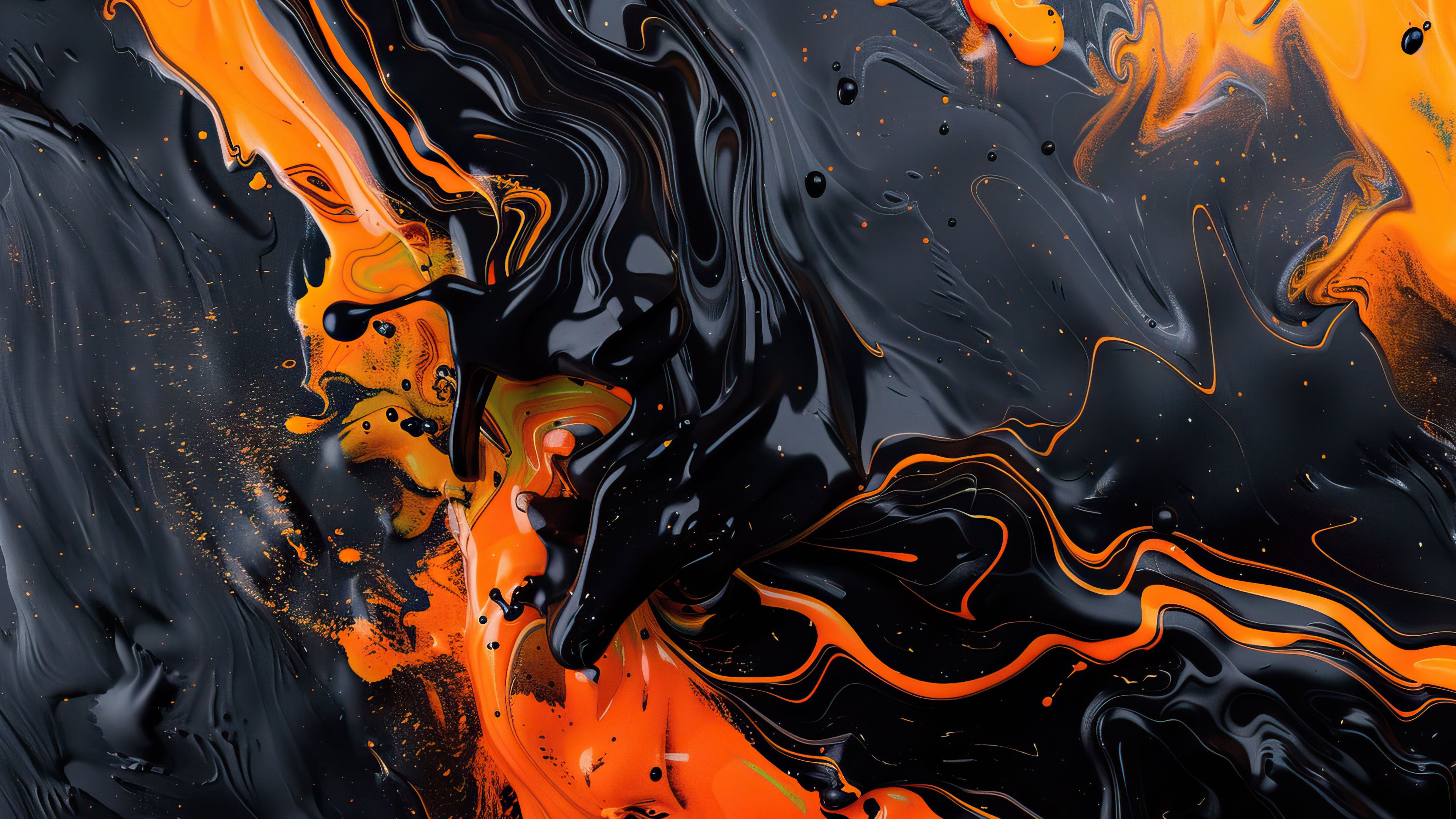 Orange And Black Fusion 4K Wallpaper