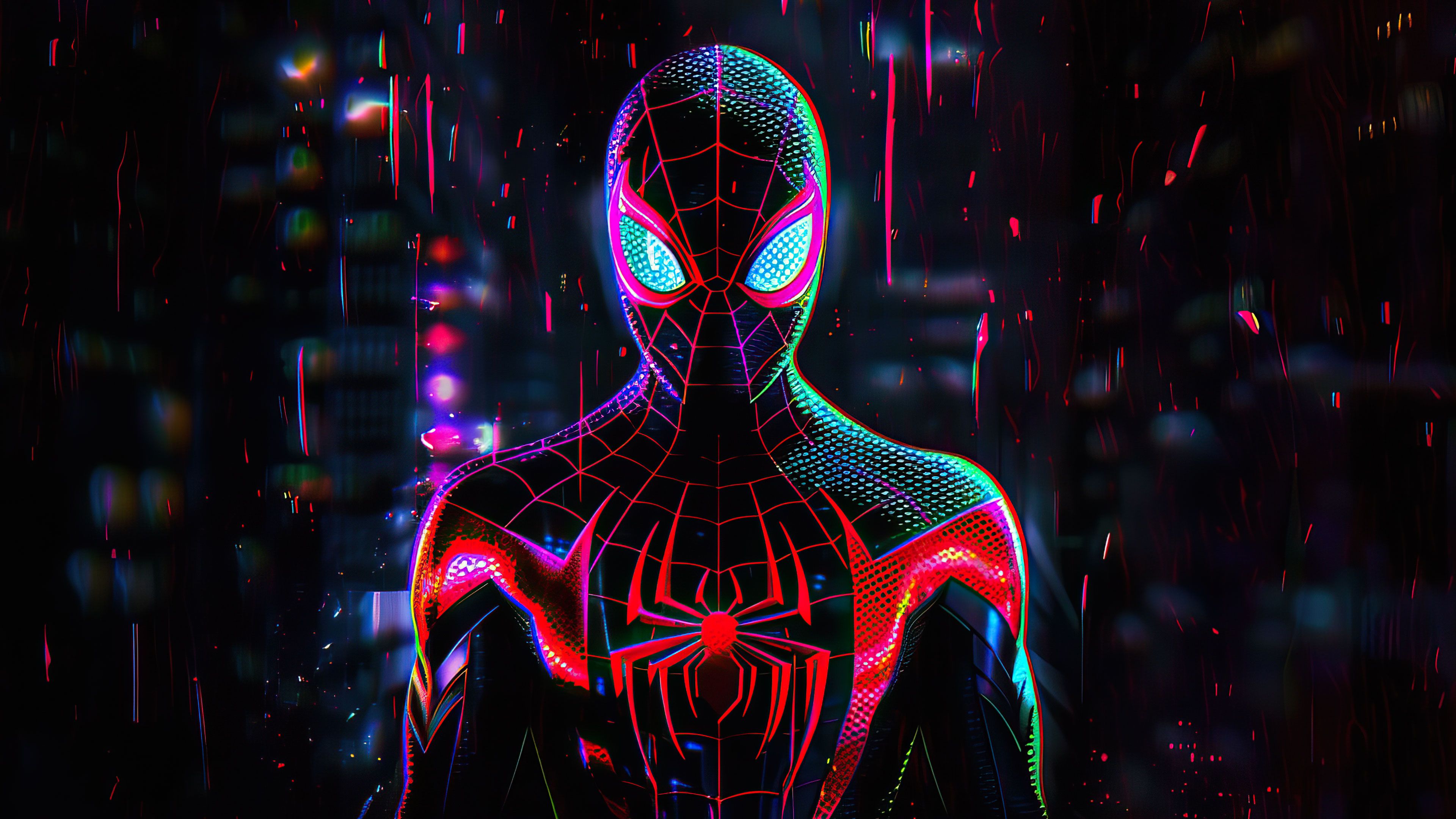 Spider-Man Neon Glow 4K PC Wallpaper