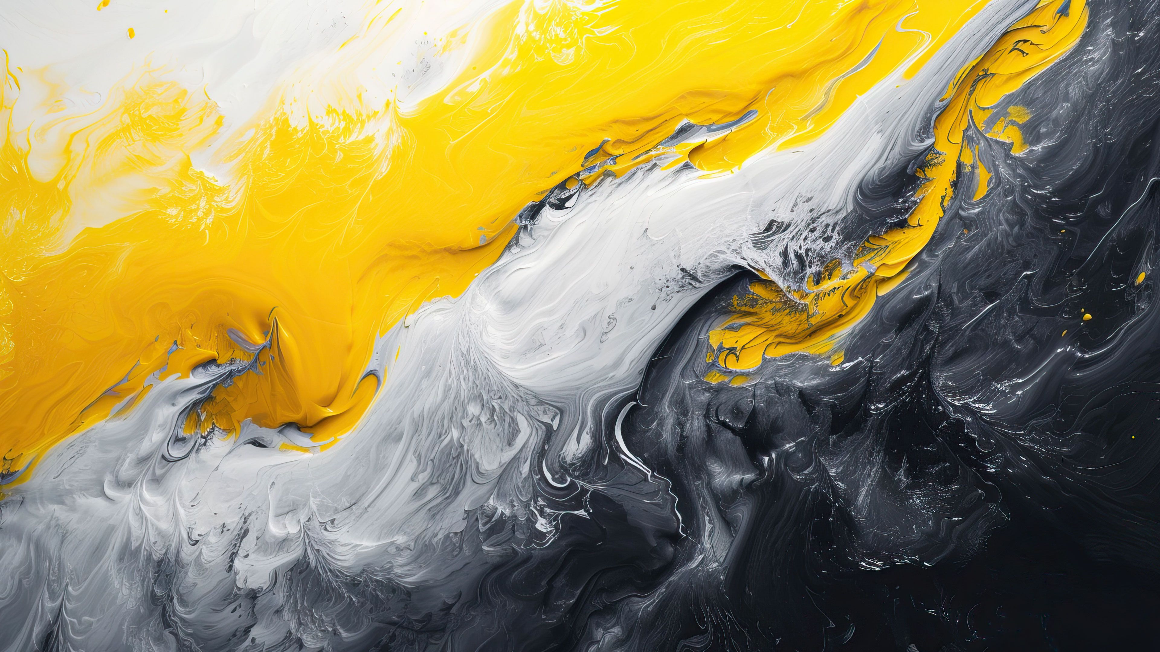 Abstract Yellow And Black Swirls 4K PC Wallpaper