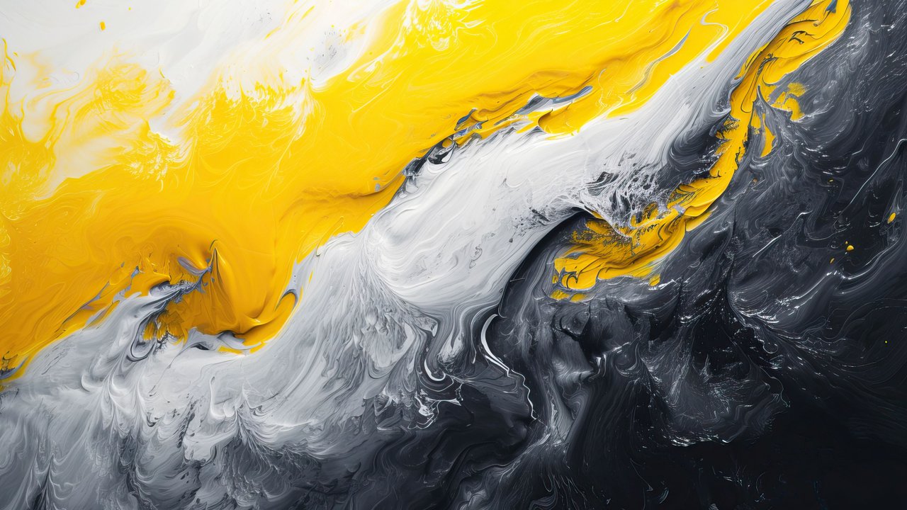 Abstract Yellow And Black Swirls 4K PC Wallpaper