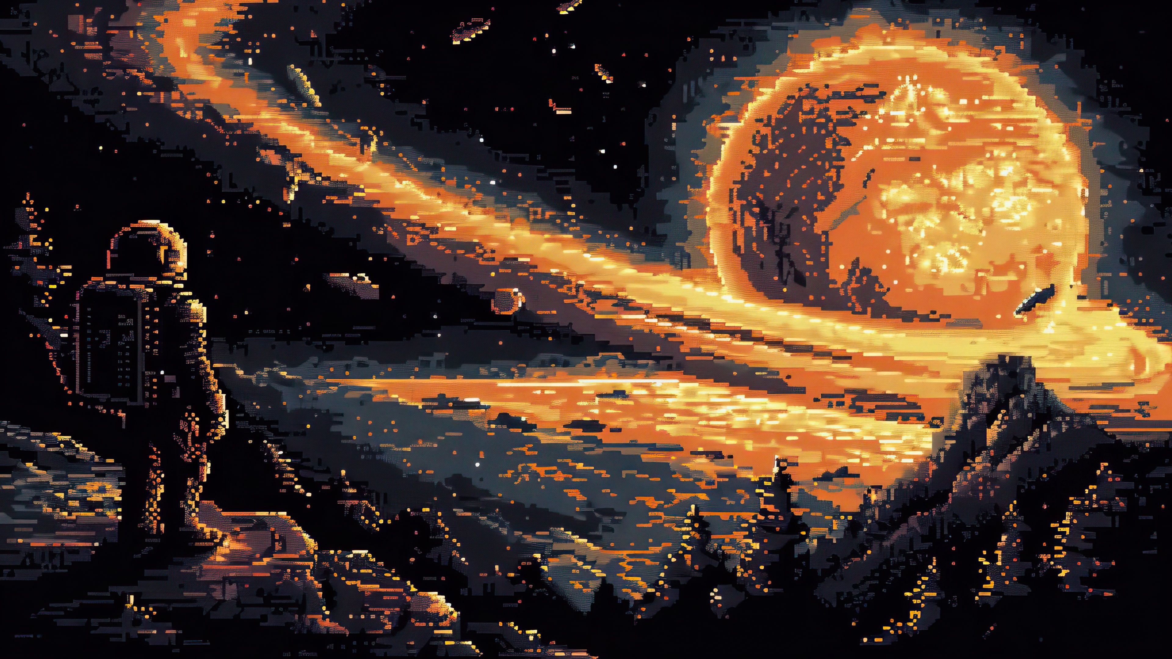 Astronaut Gazing At Fiery Planet 4K PC Wallpaper