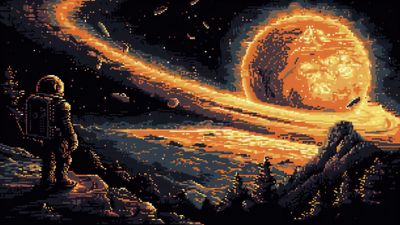 Astronaut Gazing At Fiery Planet 4K PC Wallpaper