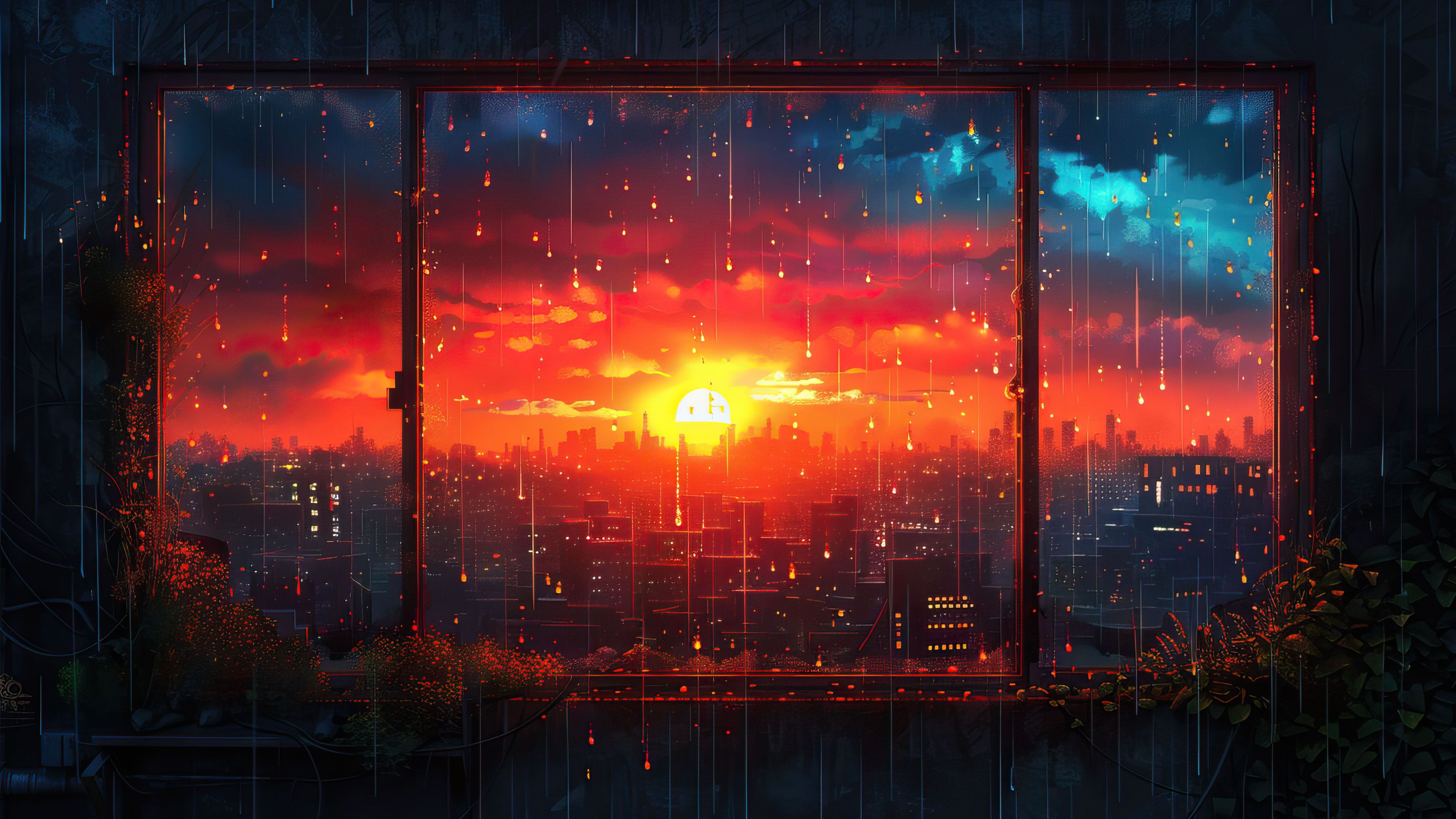 Dramatic City Sunset 4K PC Wallpaper