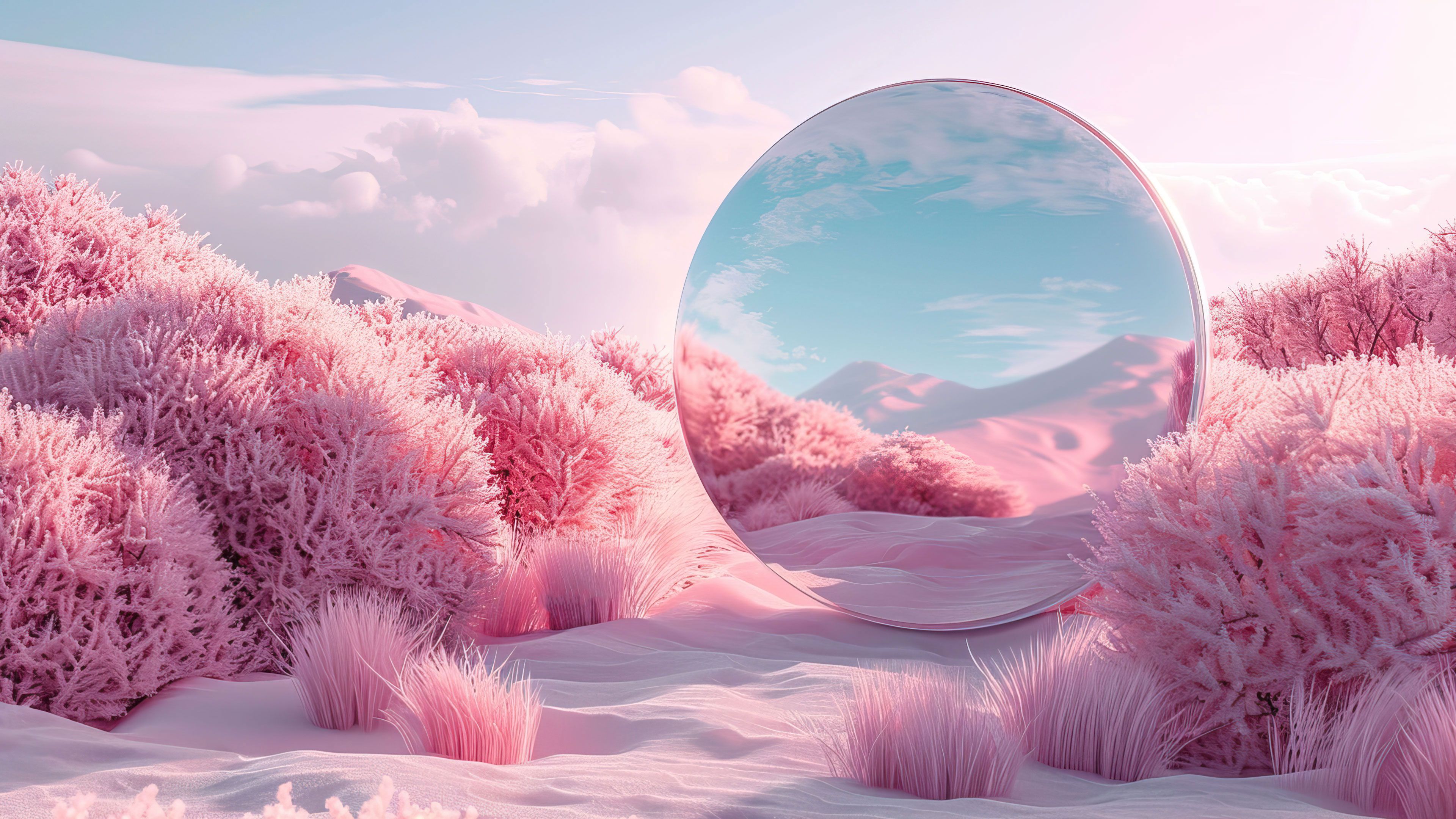 Pink Sandscape Reflection 4K PC Wallpaper