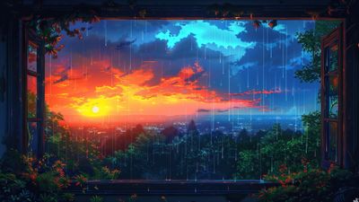 Sunset Rain View 4K PC Wallpaper