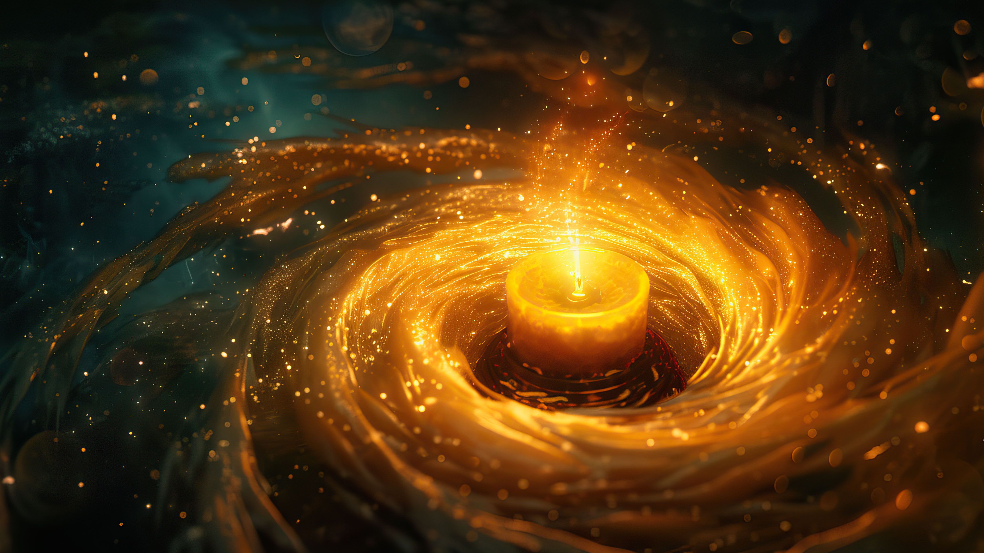 Golden Candlelight Swirl 4K Wallpaper