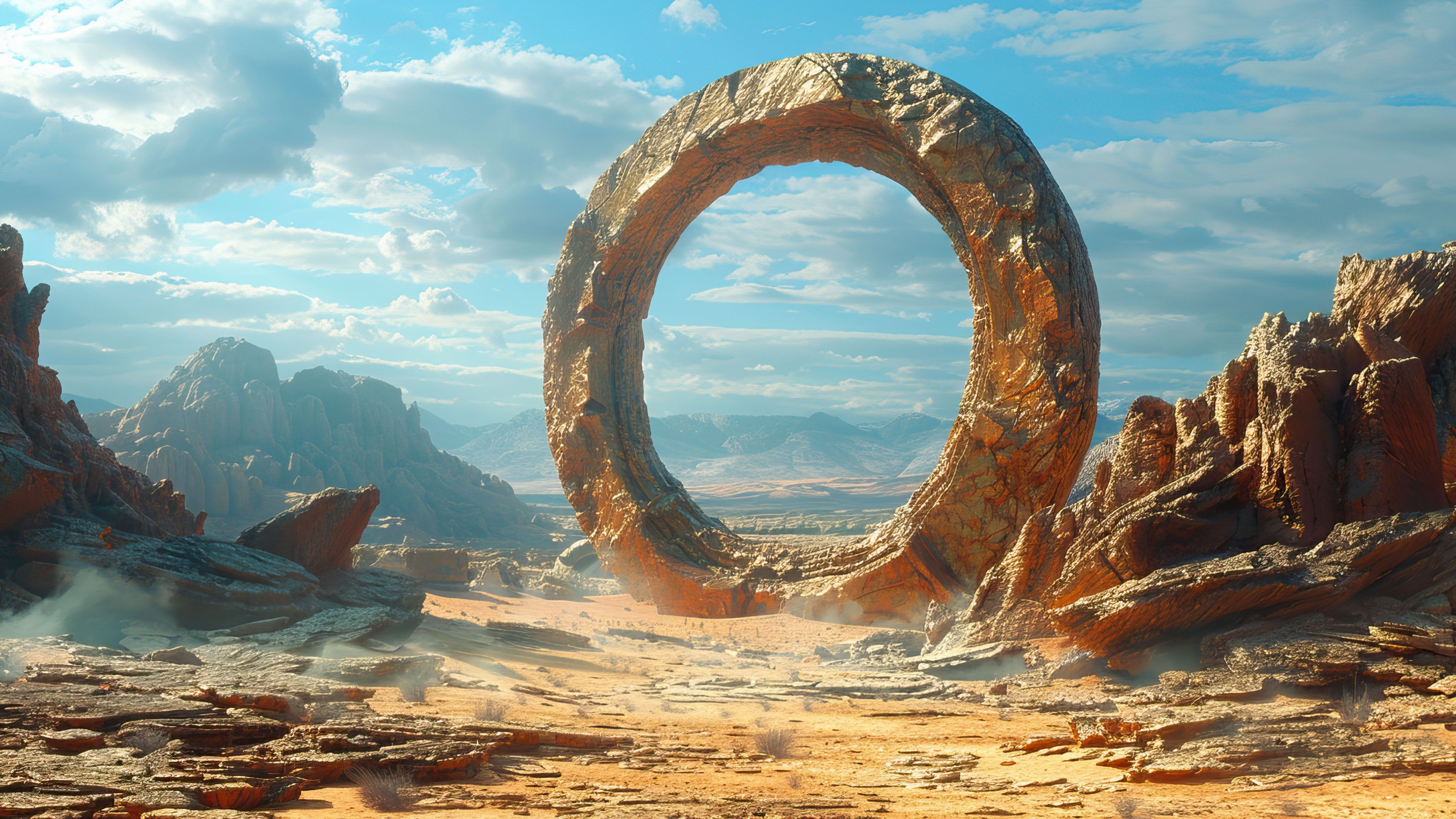 Mystical Desert Gateway 4K Wallpaper