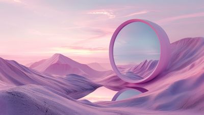 Pink Desert Reflection 4K Wallpaper