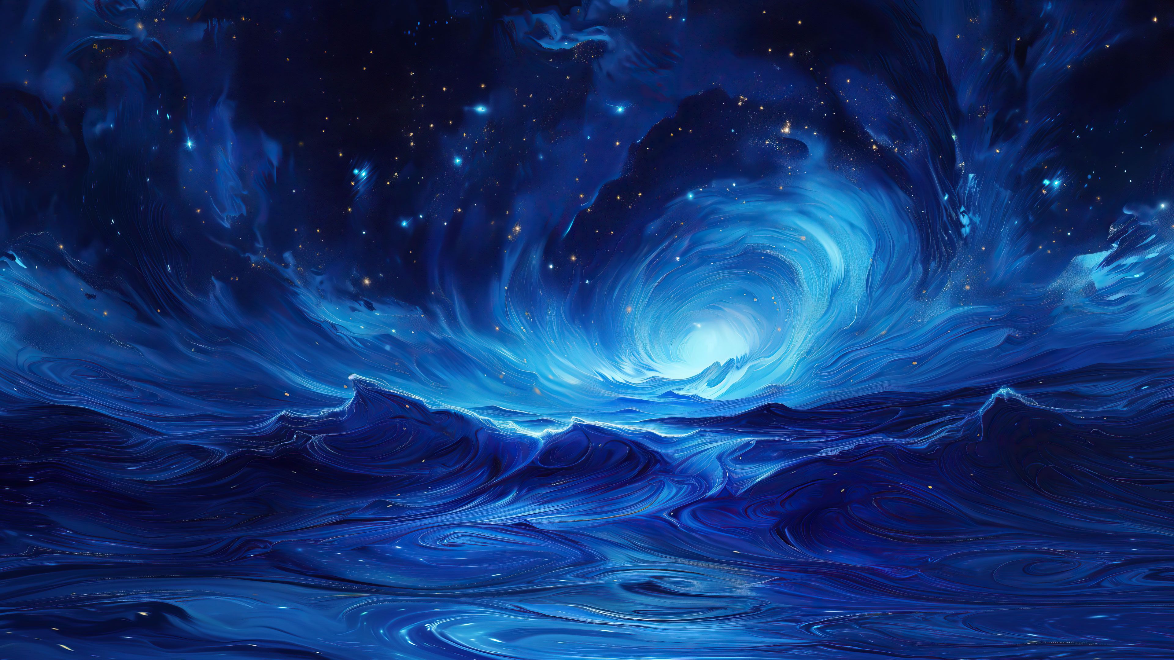 Blue Galaxy Waves 4K Wallpaper