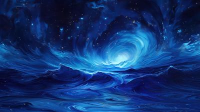 Blue Galaxy Waves 4K Wallpaper