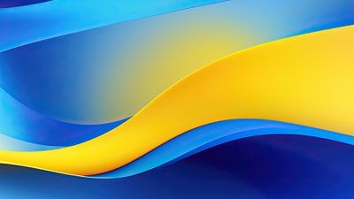 Abstract Yellow Blue Curves 4K Wallpaper