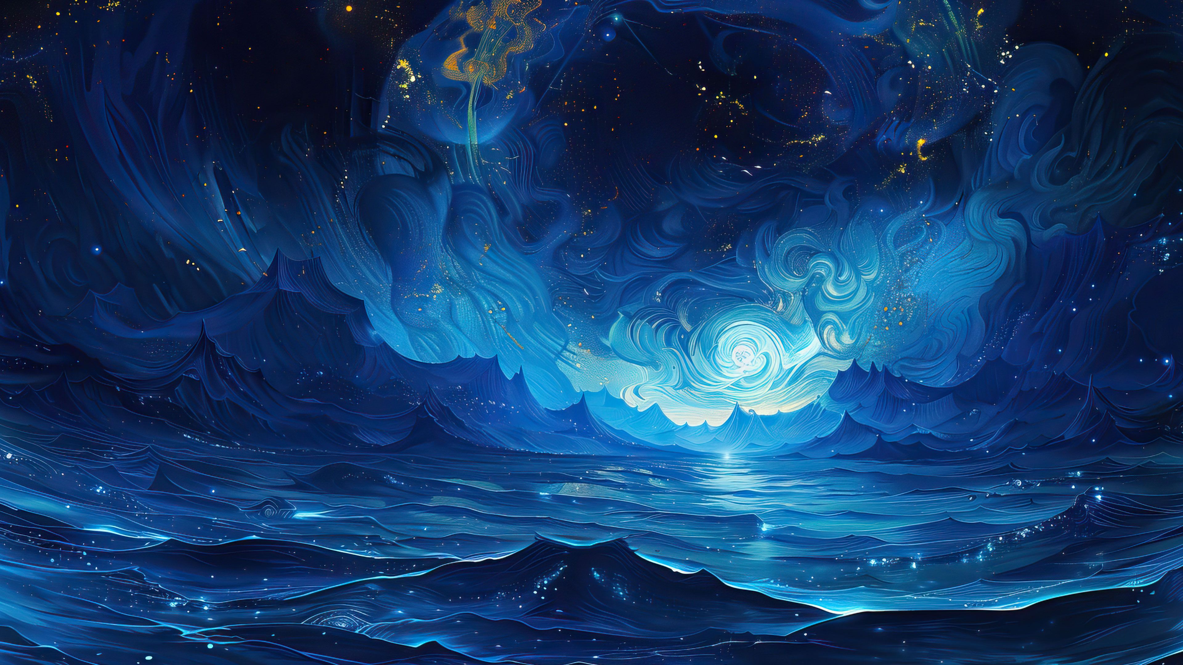 Mystical Ocean Waves 4K Wallpaper