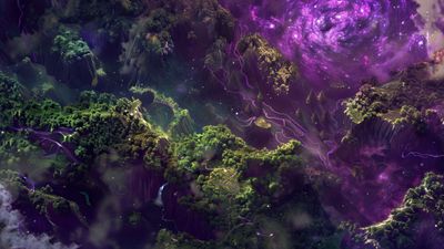 Mystical Forest Galaxy 4K Wallpaper