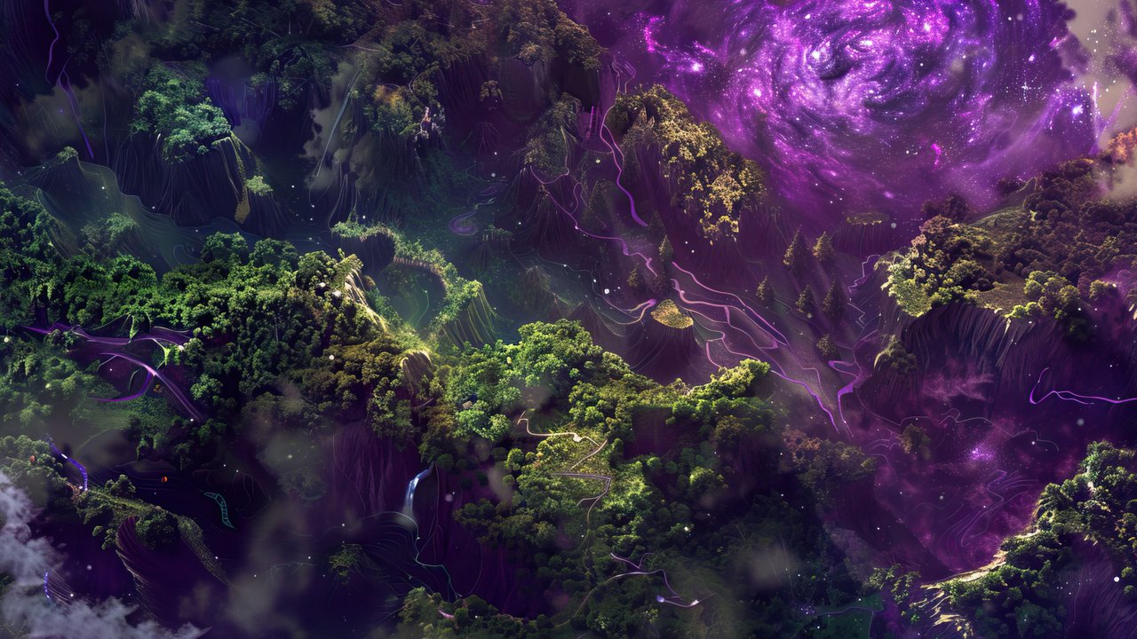 Mystical Forest Galaxy 4K Wallpaper
