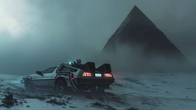 Retro Car Eerie Landscape 4K Wallpaper