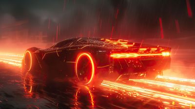 A Glowing Red Supercar In The Night 4K Wallpaper