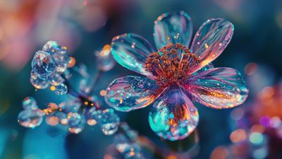 Colorful Water Droplet Flower 4K Wallpaper