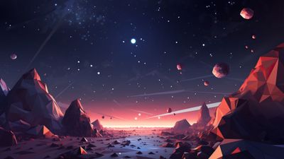 Polygonal Space Landscape 4K Wallpaper