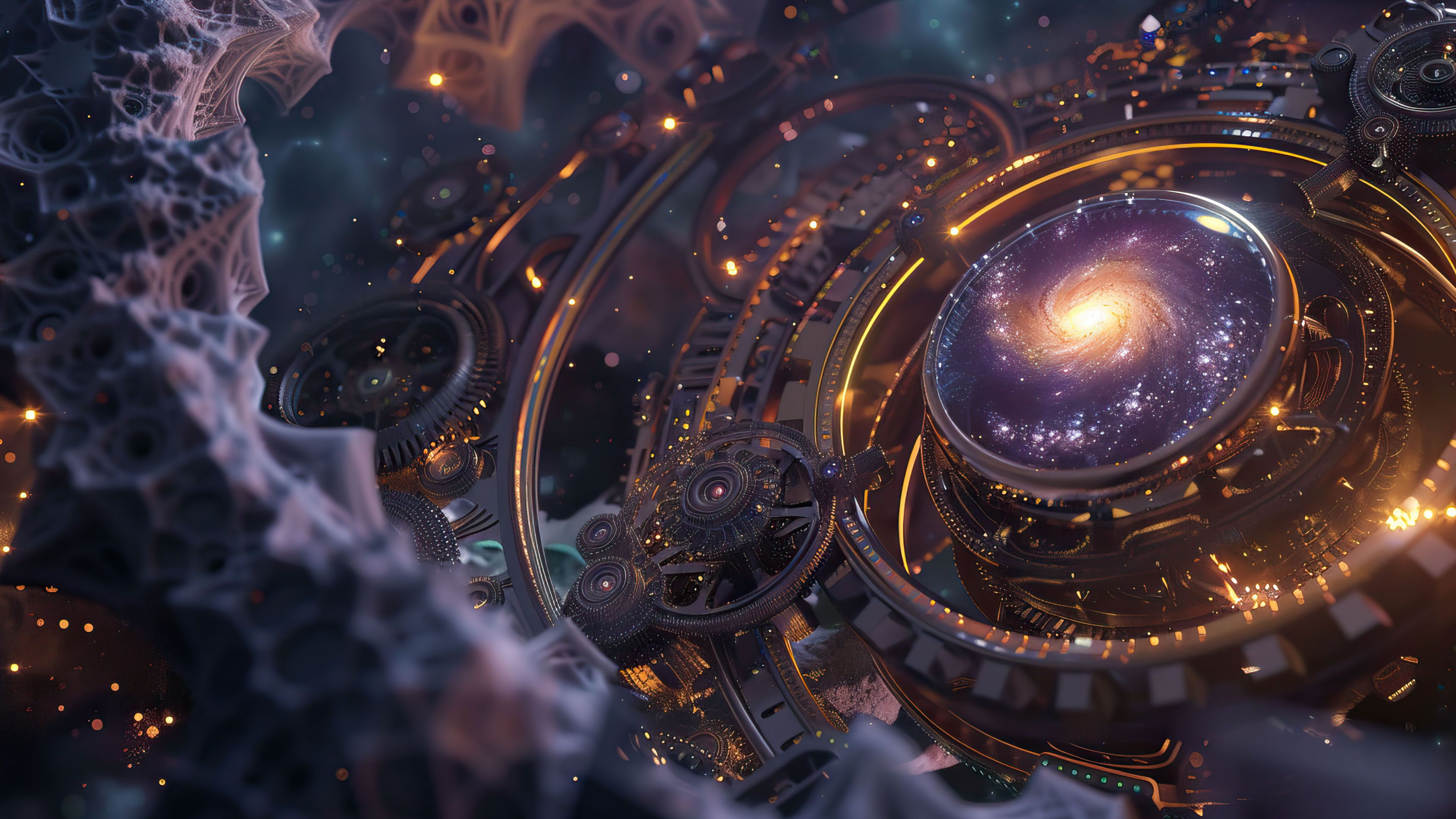 Cosmic Clockwork Galaxy 4K Wallpaper