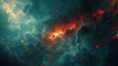 Fiery Arrow Comet Sky 4K Wallpaper