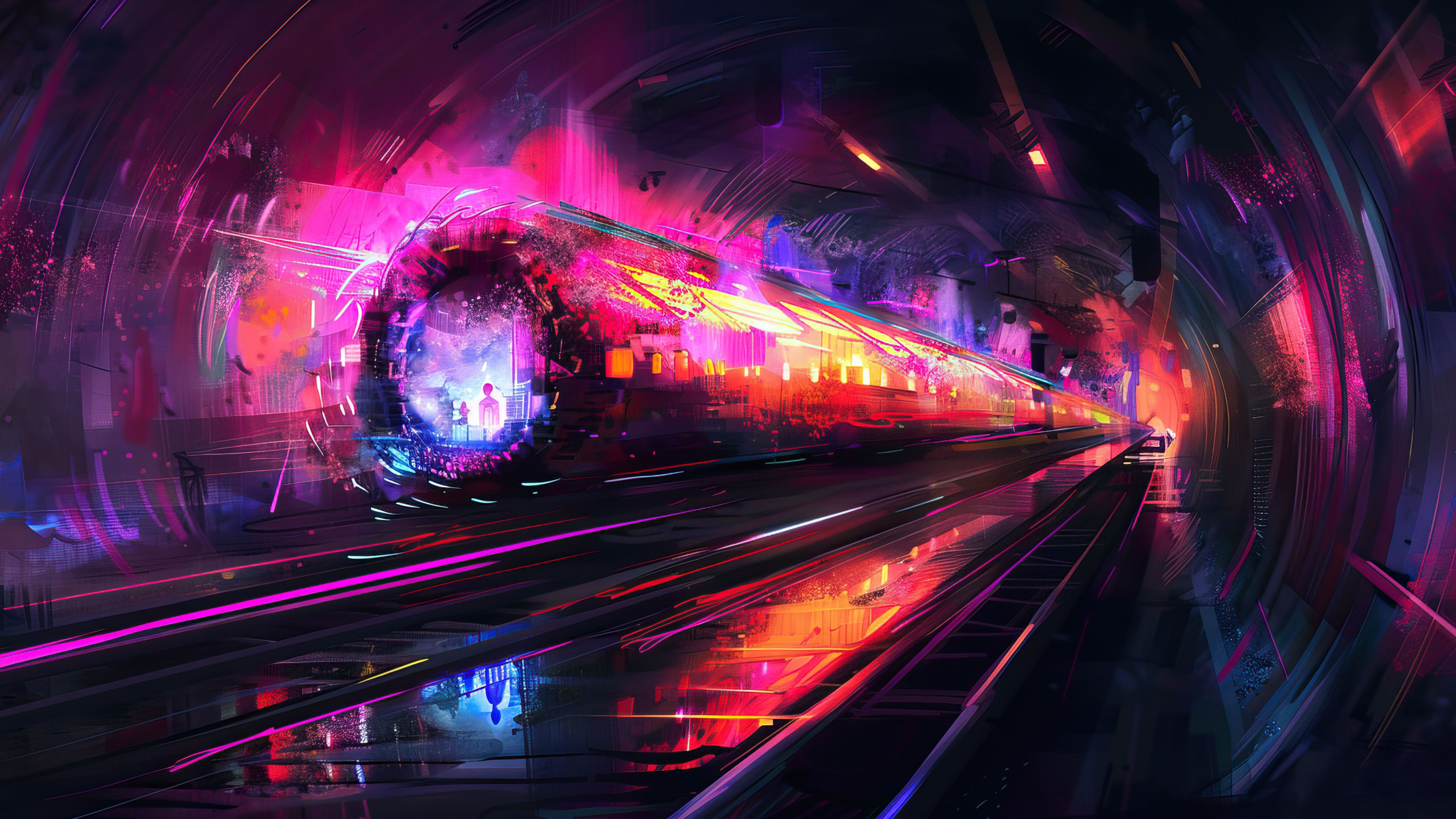 Neon Blitz Speed Tunnel 4K Wallpaper