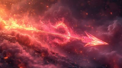 Fiery Heart Arrow 4K Wallpaper
