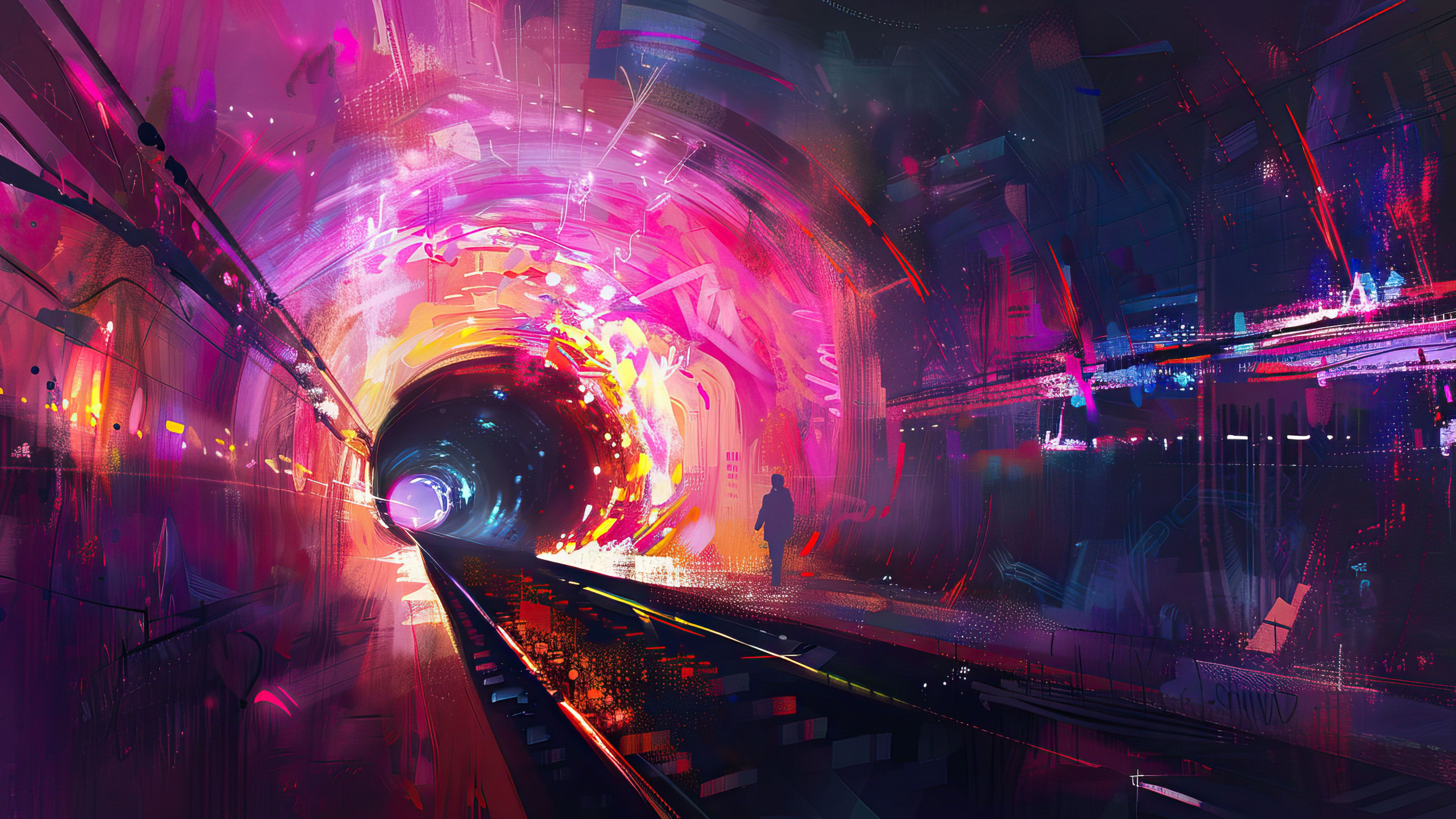 Abstract Urban Tunnel Art 4K Wallpaper
