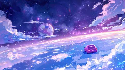 Dreamy Space Road 4K Wallpaper